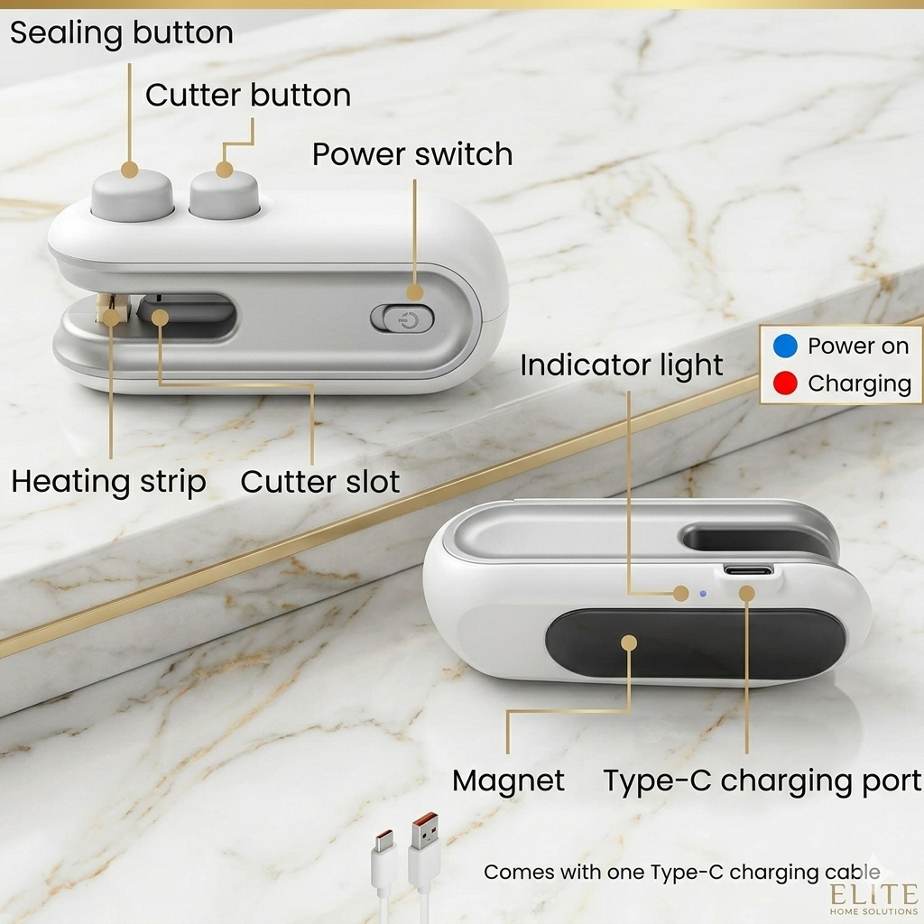 Mini USB Rechargeable Bag Sealer | Portable Food Freshness Sealing Machine