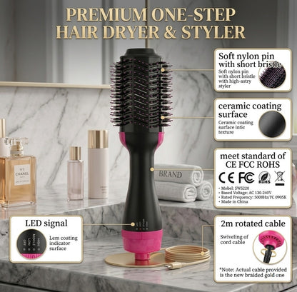 Hot Air Brush 3-in-1 – Hair Dryer, Straightener, Curler & Styling Comb